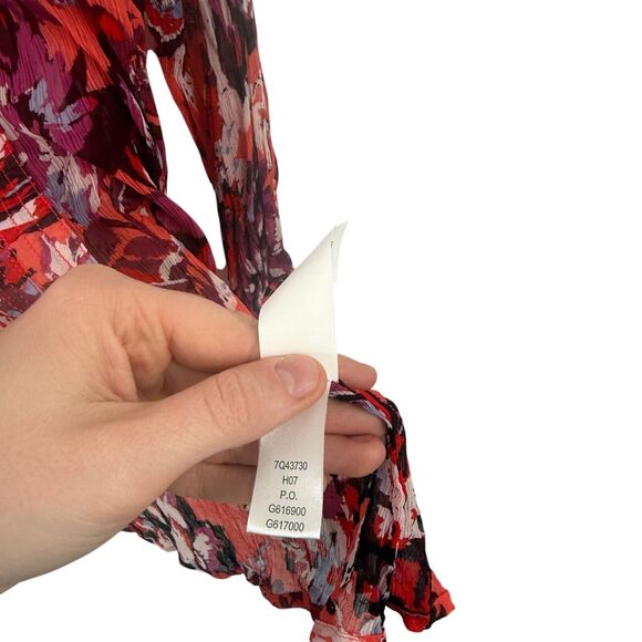 Lucky Brand Orange Floral Button Front Sheer Blouse Boho Preppy Womens Plus 1x - Picture 6 of 7